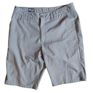 O'Neill Men's Shorts Size 32 Black Delta Plaid Relaxed Fit 11" Inseam Logo Embro